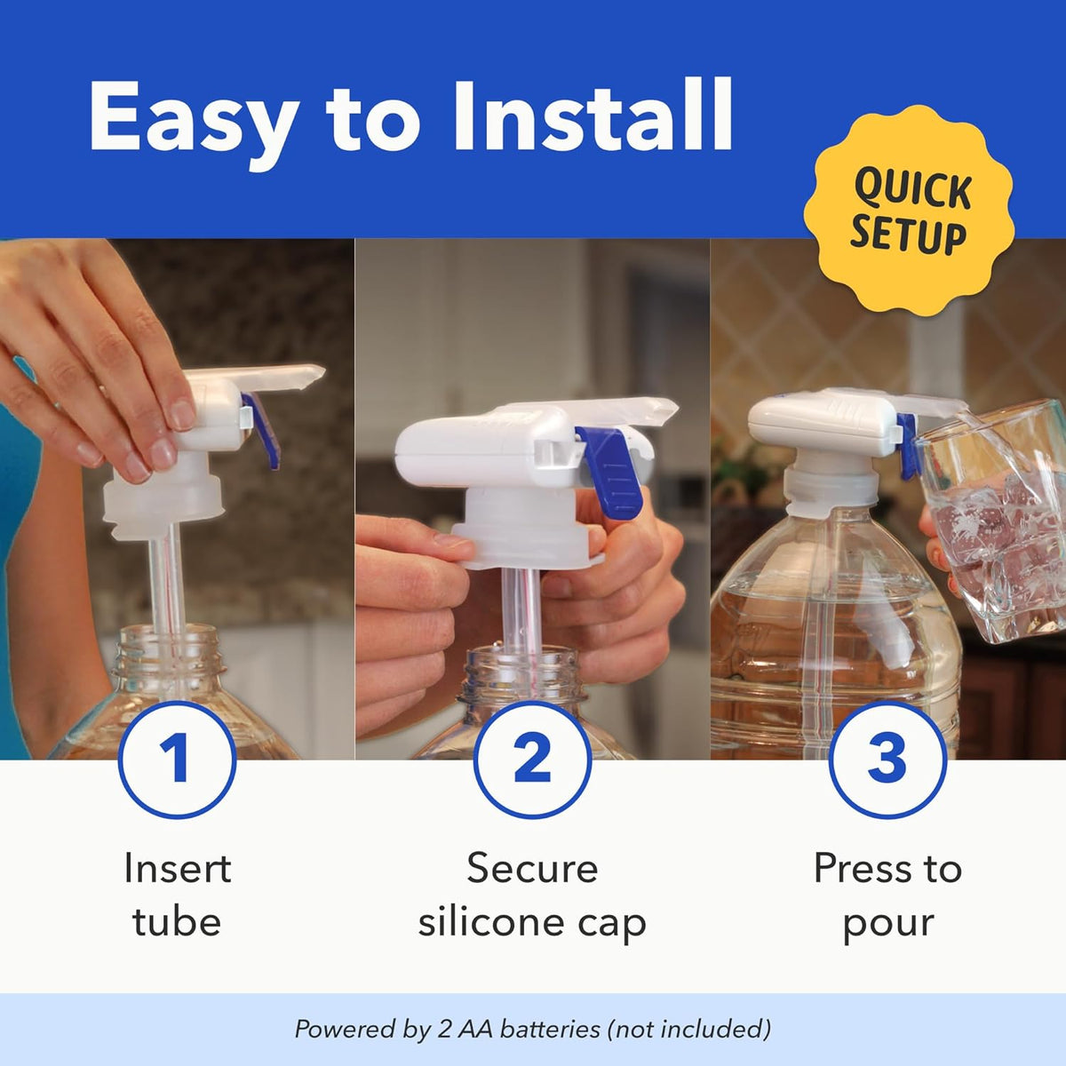 The Magic Tap Automatic Drink Dispenser - Hands-Free Beverage Dispenser for Fridge - Perfect for Milk, Juice - Gifts for Women & Men - 3 Pack, White