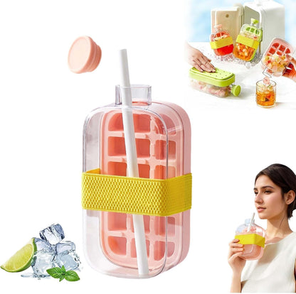 2-in-1 Ice Cube Tray Water Bottle with Lid