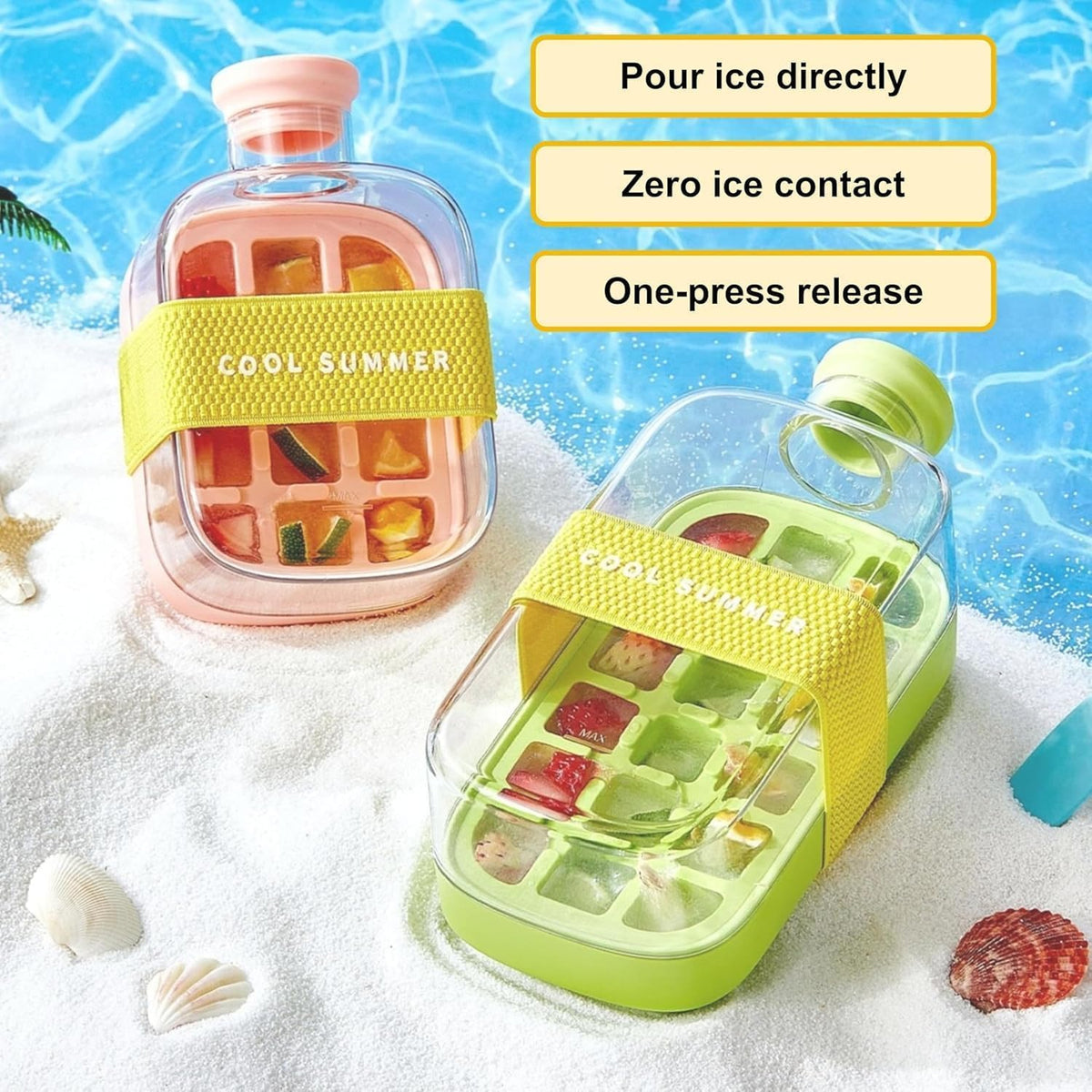 2-in-1 Ice Cube Tray Water Bottle with Lid