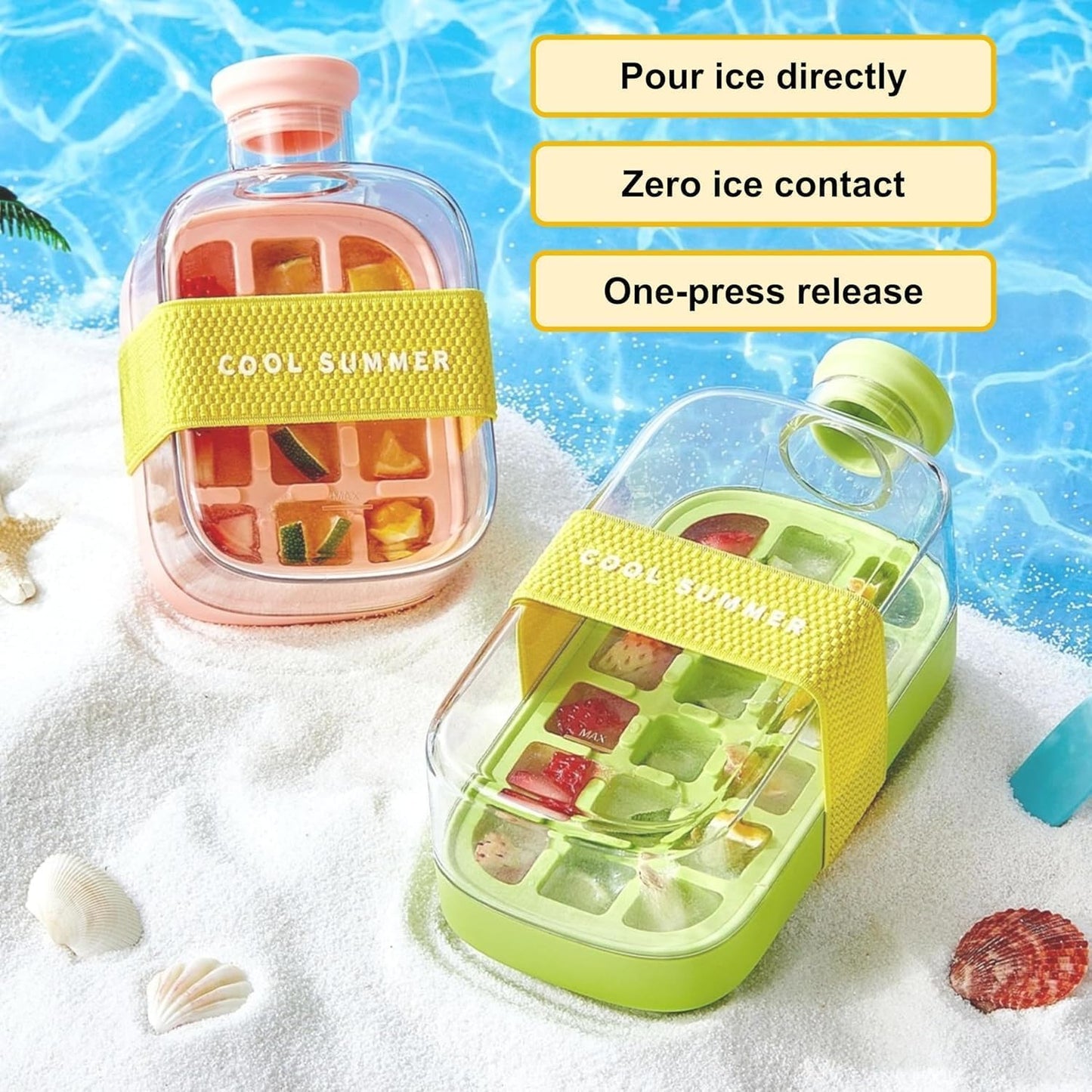2-in-1 Ice Cube Tray Water Bottle with Lid